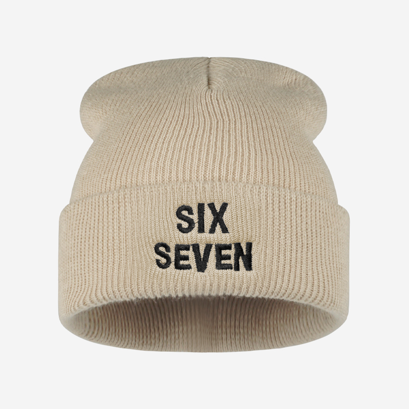 SIX SEVEN Letter Embroidered K - Beanie Cuffed Knit ulasan dan harga